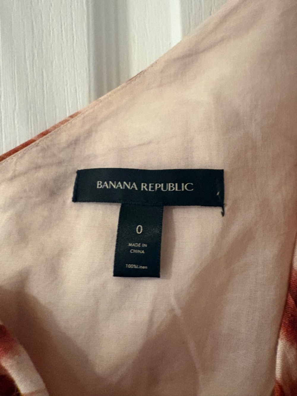 Banana Republic One-Shoulder Rust & White Ruffle Mini Dress/ Linen blend/ size 0 - Picture 4 of 4